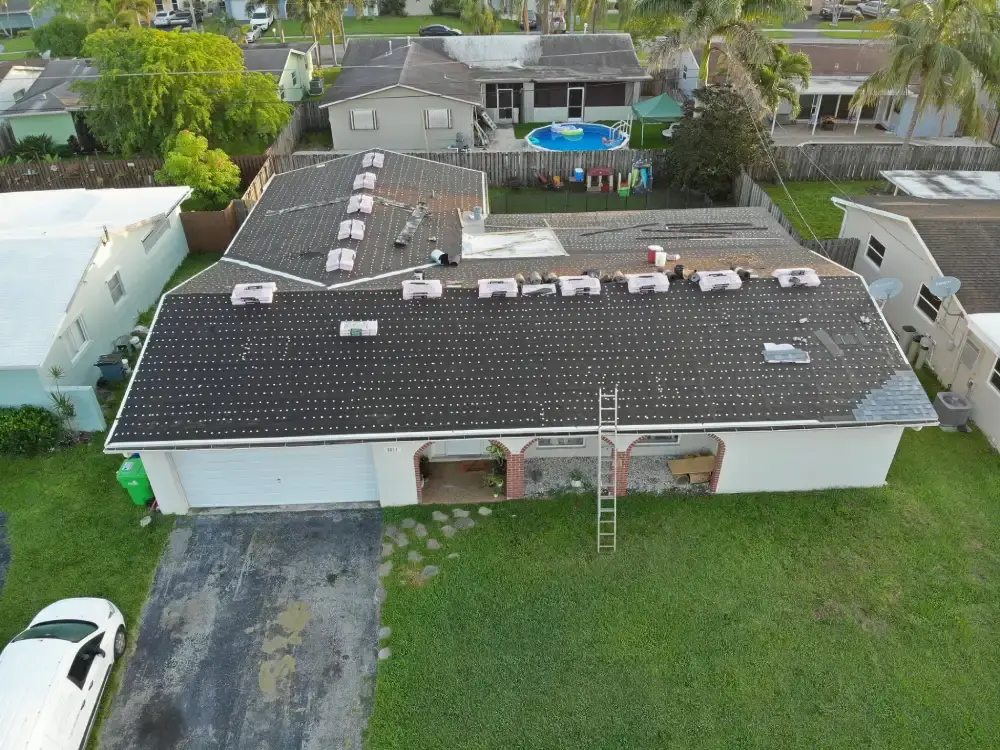 Completed tile roof replacement on a two-story South Florida home